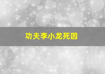 功夫李小龙死因