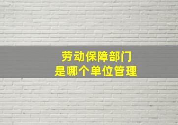 劳动保障部门是哪个单位管理