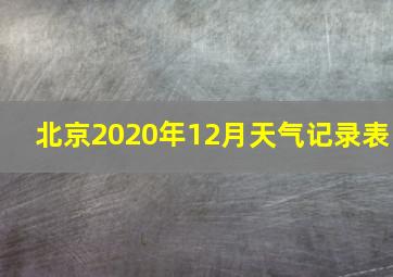 北京2020年12月天气记录表