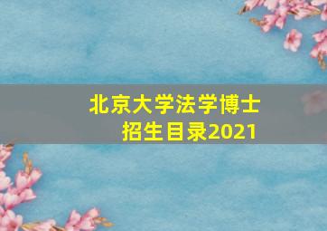 北京大学法学博士招生目录2021