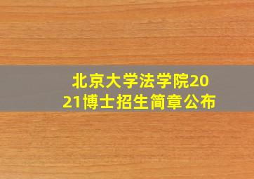 北京大学法学院2021博士招生简章公布