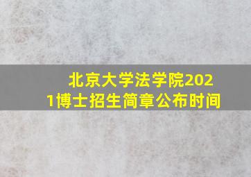 北京大学法学院2021博士招生简章公布时间