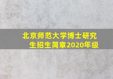 北京师范大学博士研究生招生简章2020年级