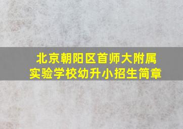 北京朝阳区首师大附属实验学校幼升小招生简章