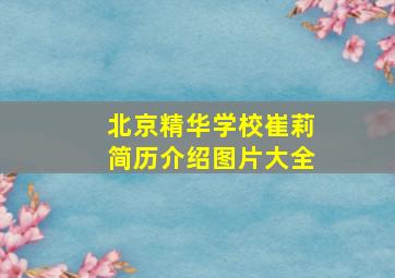 北京精华学校崔莉简历介绍图片大全