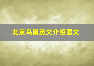 北京鸟巢英文介绍图文