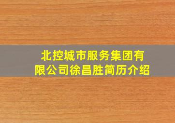 北控城市服务集团有限公司徐昌胜简历介绍