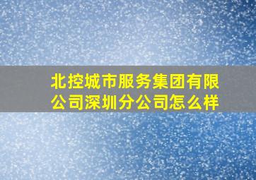 北控城市服务集团有限公司深圳分公司怎么样