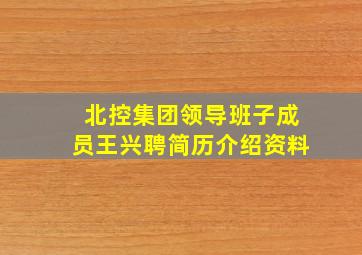 北控集团领导班子成员王兴聘简历介绍资料