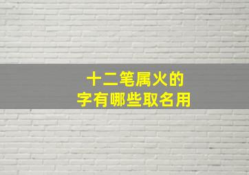 十二笔属火的字有哪些取名用