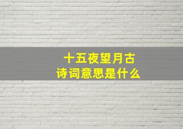 十五夜望月古诗词意思是什么