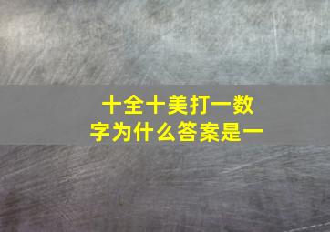 十全十美打一数字为什么答案是一