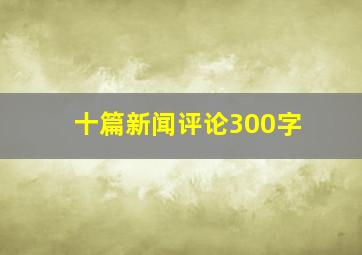 十篇新闻评论300字