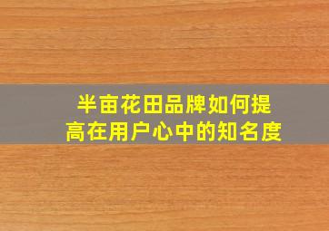 半亩花田品牌如何提高在用户心中的知名度