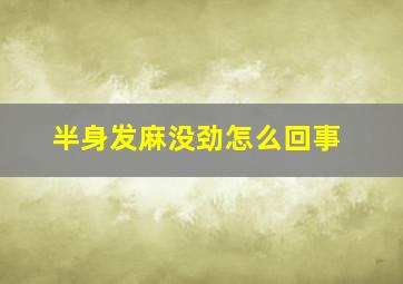 半身发麻没劲怎么回事