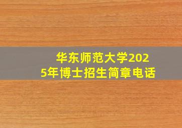 华东师范大学2025年博士招生简章电话