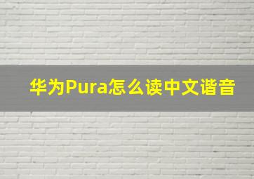 华为Pura怎么读中文谐音