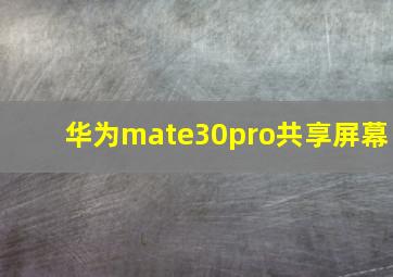 华为mate30pro共享屏幕