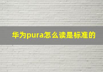 华为pura怎么读是标准的