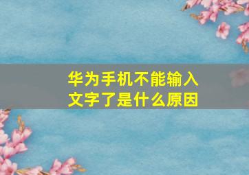 华为手机不能输入文字了是什么原因