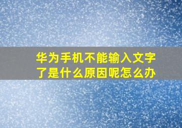 华为手机不能输入文字了是什么原因呢怎么办