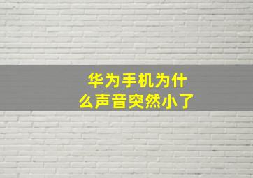 华为手机为什么声音突然小了