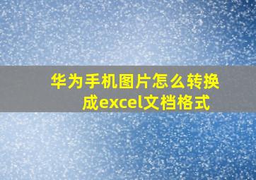 华为手机图片怎么转换成excel文档格式