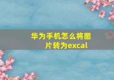 华为手机怎么将图片转为excal