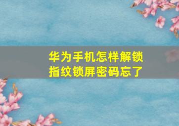 华为手机怎样解锁指纹锁屏密码忘了