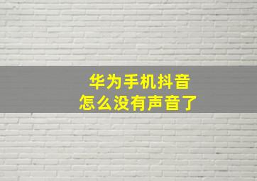 华为手机抖音怎么没有声音了