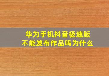 华为手机抖音极速版不能发布作品吗为什么