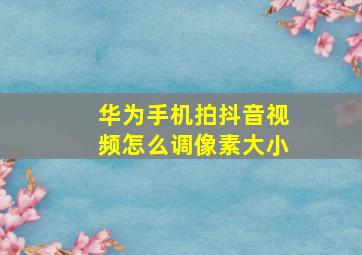 华为手机拍抖音视频怎么调像素大小