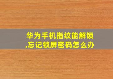 华为手机指纹能解锁,忘记锁屏密码怎么办