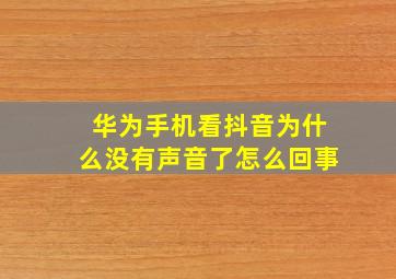 华为手机看抖音为什么没有声音了怎么回事