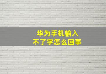 华为手机输入不了字怎么回事