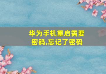 华为手机重启需要密码,忘记了密码