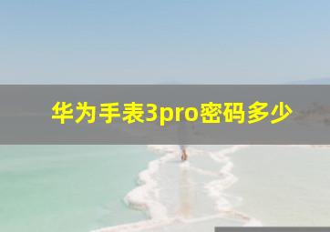 华为手表3pro密码多少