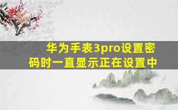 华为手表3pro设置密码时一直显示正在设置中