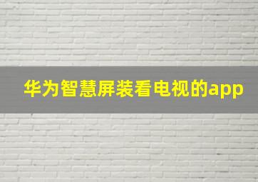 华为智慧屏装看电视的app