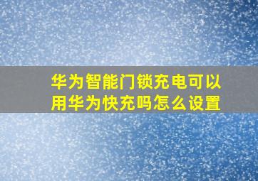 华为智能门锁充电可以用华为快充吗怎么设置