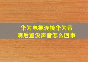 华为电视连接华为音响后置没声音怎么回事