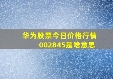 华为股票今日价格行情002845是啥意思