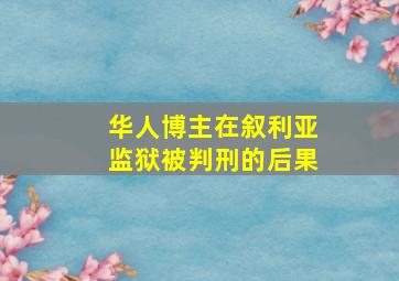 华人博主在叙利亚监狱被判刑的后果