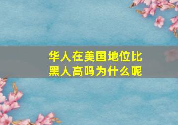 华人在美国地位比黑人高吗为什么呢