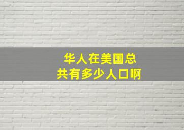 华人在美国总共有多少人口啊