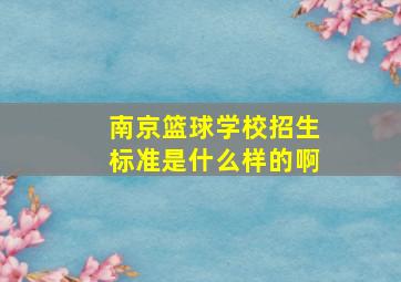 南京篮球学校招生标准是什么样的啊