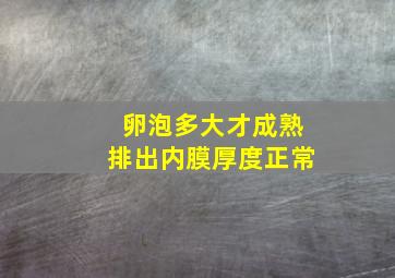 卵泡多大才成熟排出内膜厚度正常