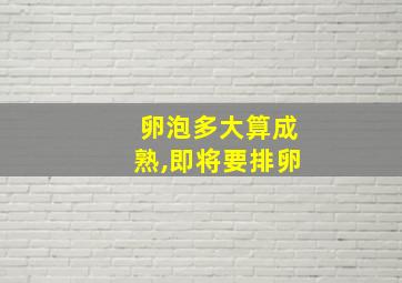 卵泡多大算成熟,即将要排卵