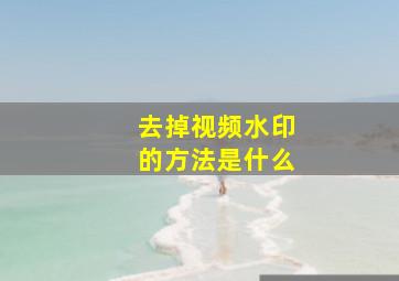 去掉视频水印的方法是什么