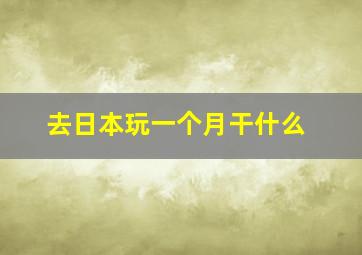 去日本玩一个月干什么